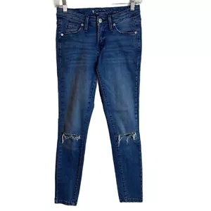 Mossimo Women's Skinny Jeans 00/24 Blue Distressed Medium Wash Stretch Jegging - Picture 1 of 4