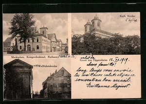 AK Oggersheim, Marktplatz, Kriegerdenkmal, Rathaus, Kath. Kirche und Wallfahrts  - Picture 1 of 2
