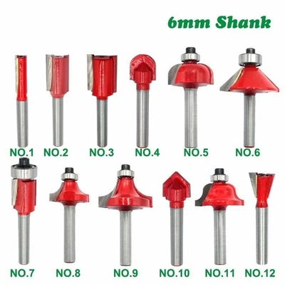 6mm Fräsersatz HM 12-tgl Schaft Nutfräser Profilfräser für Oberfräse Holzfräser - Bild 1 von 4