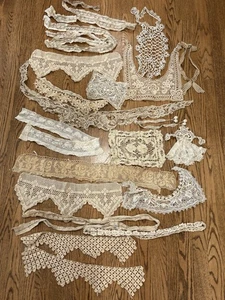 ANTIQUE & VINTAGE ESTATE CROCHET LACE LOT TRIM EDGES PIECES Lot #3 - Picture 1 of 9