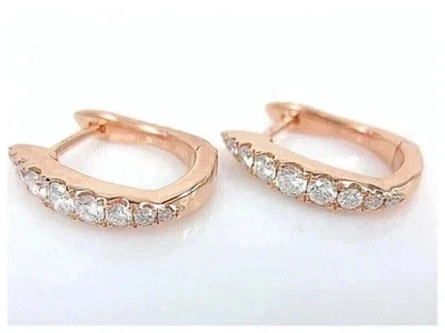14K Yellow Gold Plated 2Ct Round Cut Lab Created Diamond Women's Hoop Earrings - Image 1 of 4