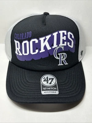 Colorado Rockies 47 Marca Script Snapback Camionero Sombrero Espuma Nuevo con Etiquetas Meandro Negro Foto 1 de 4