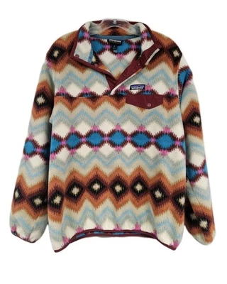 VINTAGE PATAGONIA SYNCHILLA FLEECE T SNAPS AZTEC GEOMETRIC MENS UNISEX MEDIUM - Image 1 of 4