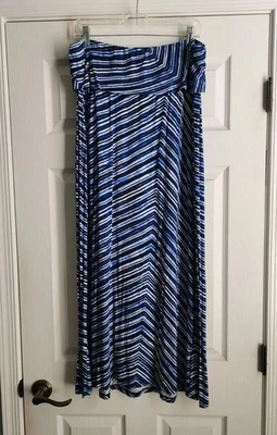 ⚘️NUEVO SIN ETIQUETAS Maxi Falda Para Mujer CK Calvin Klein Azul/Blanco Talla 1X ¡SENSACIÓN DE CALIDAD! Foto 1 de 4