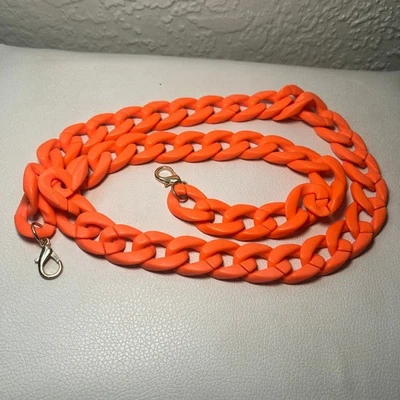 Chunky Chain Bag Strap Purse Handle Shoulder Crossbody Orange Gold Clasp - Image 1 of 3