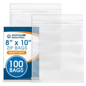 - 8” X 10” (100 Count) 4 Mil Heavy Duty Clear Plastic Reclosable Zip Poly Bag... - Picture 1 of 7
