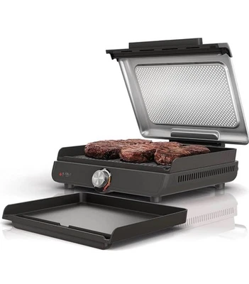 Parrilla y plancha de interior Ninja GR101 Sizzle sin humo, platos intercambiables de 14"" Foto 1 de 4