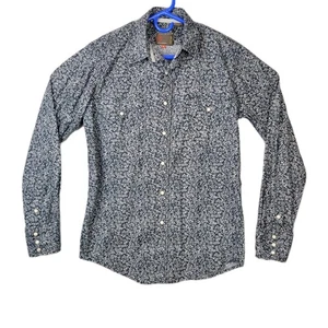 Roper Westernhemd~Herren Small~Perlendruckknopf~blau geblümt~Langarm~Baumwolle - Bild 1 von 7