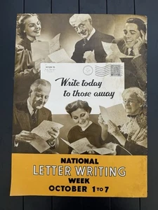 WWII WW2 1939 Original War Poster NATIONAL LETTER WRITING 18 X 24 RARE!! - Picture 1 of 9