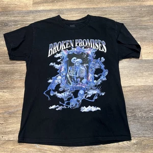 Broken Promises Shirt Large Front Back Skeletons Black Skater Grunge Horror Goth - Bild 1 von 7