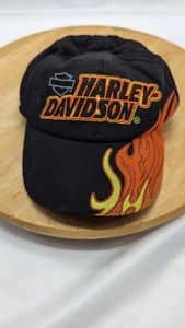 Harley Davidson Motorcycles Flames Orange Black Child's Cap Hat Size 2 - 4 T - Picture 1 of 4
