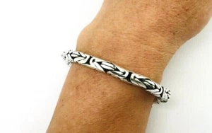 925 Sterling Silver Bali Chain / Byzantine Bracelets. Various Sizes. 7.5"- 9" - Picture 1 of 26