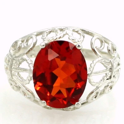 Created Padparadsha Sapphire, 925 Sterling Silver Angel Ring, SR154 - Image 1 of 4