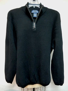 Davis & Squire Men's Black Merino Wool 1/2 Zip Pullover Size Large EUC - Picture 1 of 7