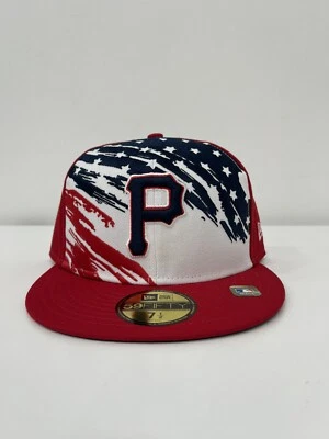 Pittsburgh Pirates New Era USA American Flag MLB Fitted Cap Hat Size 7 1/2 - Image 1 of 3