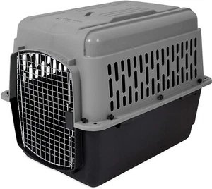 Large Dog Cat Pet Carrier Crate Travel Cage Gray Black 30-50 LBS Portable Kennel - Picture 1 of 7