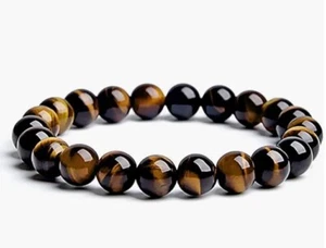 Pulsera de cuentas redondas de piedras preciosas ojo de tigre rojo 100 % natural de 8 mm 7,5" AAA++ - Imagen 1 de 4