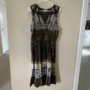 Vintage Sleeveless Women's Size 1X J Glee Dress 100% Cotton Made in India Brown - Picture 1 of 9