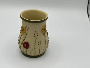 Colorful Vase With Flowers Around Outside Of Vase India Ink - Picture 1 of 6