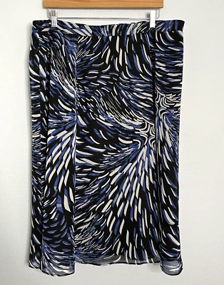 Falda midi forrada de gasa azul talla 20W Le Suit para mujer Foto 1 de 4