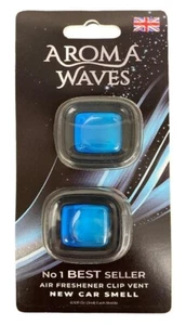Aroma Waves Fresh New Car Smell Air Freshener Scent Clip-on Vent Grill Twin Pack - Picture 1 of 13