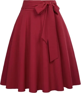 Women'S High Waist A-Line Pockets Skirt Skater Flared Midi Skirt Vinage Skirt - Picture 1 of 12