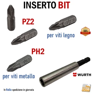 Inserto BIT per avvitatore per viti legno e metallo PZ2 PH2 attacco 1/4" Pezzi 5 - Imagen 1 de 16
