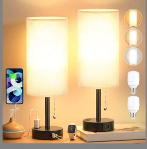 Bedroom Lamps Set of 2 /3 Color Modes - with USB C+A Charging TLSAL52S - Picture 1 of 4
