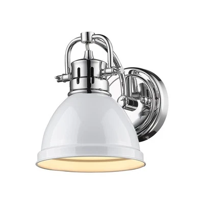 Golden Lighting 3602-BA1 CH-WH Duncan - Tocador de baño de una luz, acabado cromado Foto 1 de 4