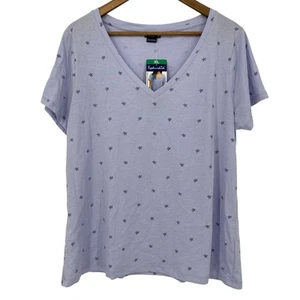 NUEVA ESPLÉNDIDA Camiseta Informal Manga Corta Estampado de Estrellas Cuello en V Púrpura Talla XL Básica - Imagen 1 de 4