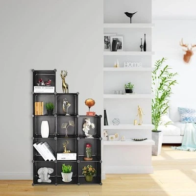 Organizador de almacenamiento de cubos 12 cubos hágalo usted mismo armario de plástico gabinete estantería modular estante Foto 1 de 4