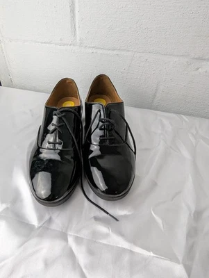 FitFlop Oxford Shoes Womens Sz 38.5 Black Lace Up Platform Shoes Patent Leather - Image 1 of 4