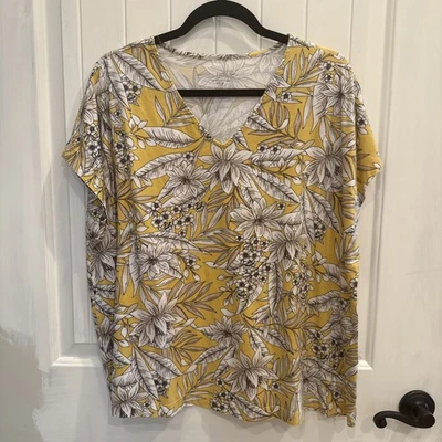 Camiseta manga Dolman J.Jill talla 2X algodón floral rayón spandex Foto 1 de 4
