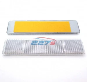 2x White Large Rectangular Reflectors, Self-Adhesive, 173mm x 40mm, Trailers - Imagen 1 de 1