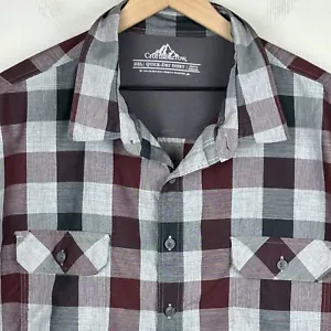 Croft & Barrow Shirt Men XXL Gray Red Plaid Quick Dry Button Up Vented Outdoor - Picture 1 of 13
