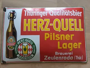 altes Emailschild Brauerei Zeulenroda Herz-Quell - Bild 1 von 8