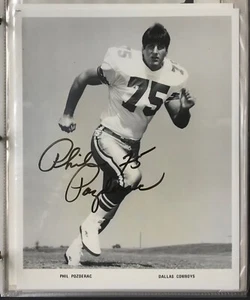Foto de acción vintage firmada en blanco y negro de los Dallas Cowboys #75 de Phil Pozderac 8x10 (rara) - Imagen 1 de 1