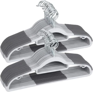 Plastic Hangers 50 Pack Heavy Duty Dry Wet Clothes Hangers with Non-Slip Pads Sp - Picture 1 of 12