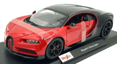 Maisto 1/18 Scale Diecast 46629 - Bugatti Chiron Sport - Red/Black - Image 1 of 4