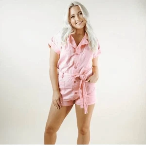 Pantalones Cortos Utilitarios Gatito Valentina Rosa Mameluco Nuevo con Etiquetas - Imagen 1 de 5