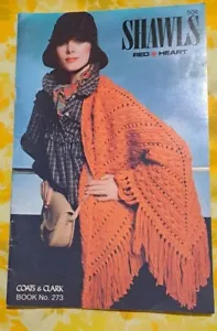 Red Heart SHAWLS Crochet Knitting Pattern Book Vintage 1978 - Picture 1 of 5