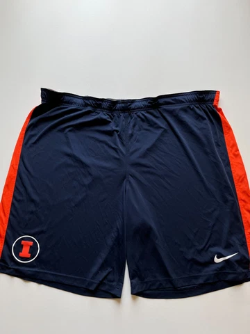Nike Illinois Fighting Illini Shorts Mens 3XL Blue Dri-Fit Authentic NCAA Logo Cover