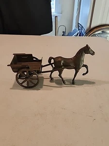 Vintage Large Solid Brass Horse and Cart Buggy Wagon Coin/Jewelry Tray Italy - Picture 1 of 10