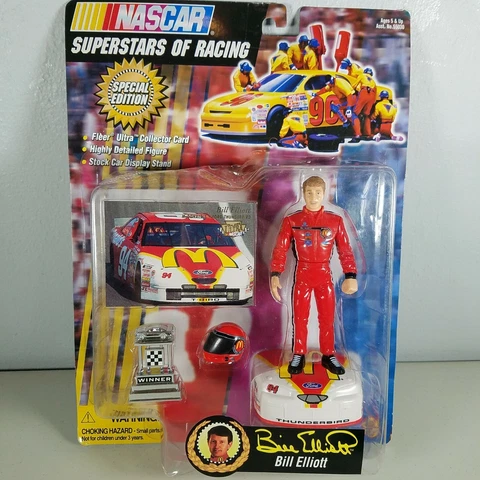 Bill Elliott Action Figure & Collector Card Nascar 1997 New Sealed Cover