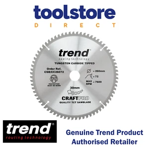 Trend Tools CSB/CC26072 Trend Lama per seghetto alternativo per legno 260 mm x 30 mm x 72 T - Foto 1 di 10