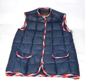 Eddie Bauer Goose Down Puffer Vest Gingham 1980s Red White Blue Womens L USA Vtg - Picture 1 of 5