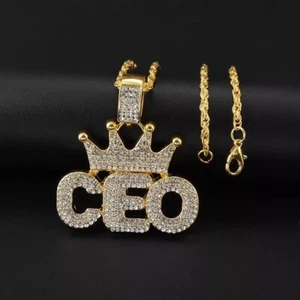 Hip-hop CEO Iced Out Pendant + Free Gold/Silver Plated Necklace 🔥Hip Hop Jewell - Picture 1 of 8