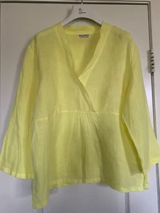 Top Russ Berens Malibu Cuello en V Lino Amarillo Hecho en EE. UU. Talla S M, L Nuevo sin Etiquetas - Imagen 1 de 7