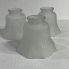 Set 3 Elegant Pressed Glass Lamp Shade Dots/ Lines 2" Fitter 4” High frosted