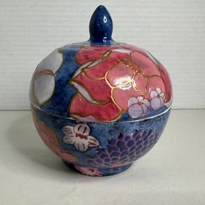 Vintage 70er Jahre WBI handbemalt Ingwer Dose blaue Blumen chinesisch mit Deckel - Bild 1 von 22